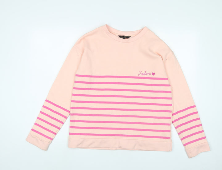 Lipsy Womens Pink Striped Cotton Pullover Sweatshirt Size M Pullover - J'adore