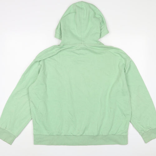 H&M Womens Green Cotton Pullover Hoodie Size M Pullover - Embroidered