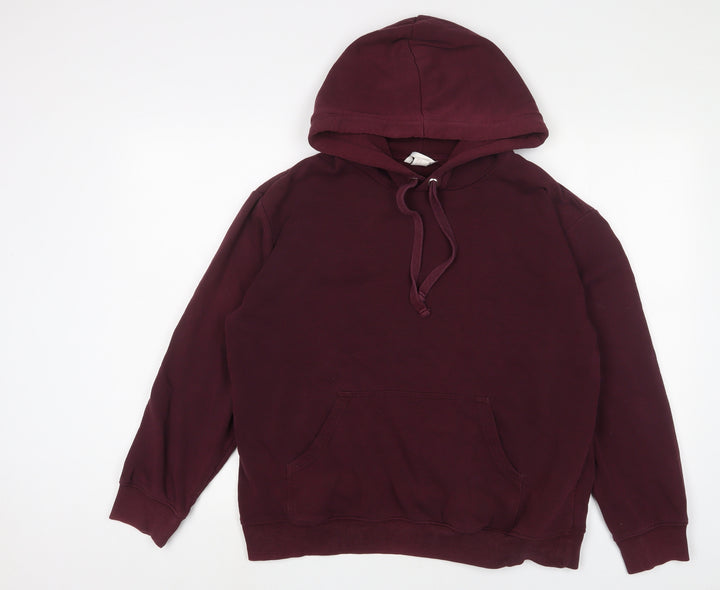 H&M Mens Red Cotton Pullover Hoodie Size M