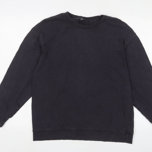 Zara Womens Blue Cotton Pullover Sweatshirt Size S Pullover