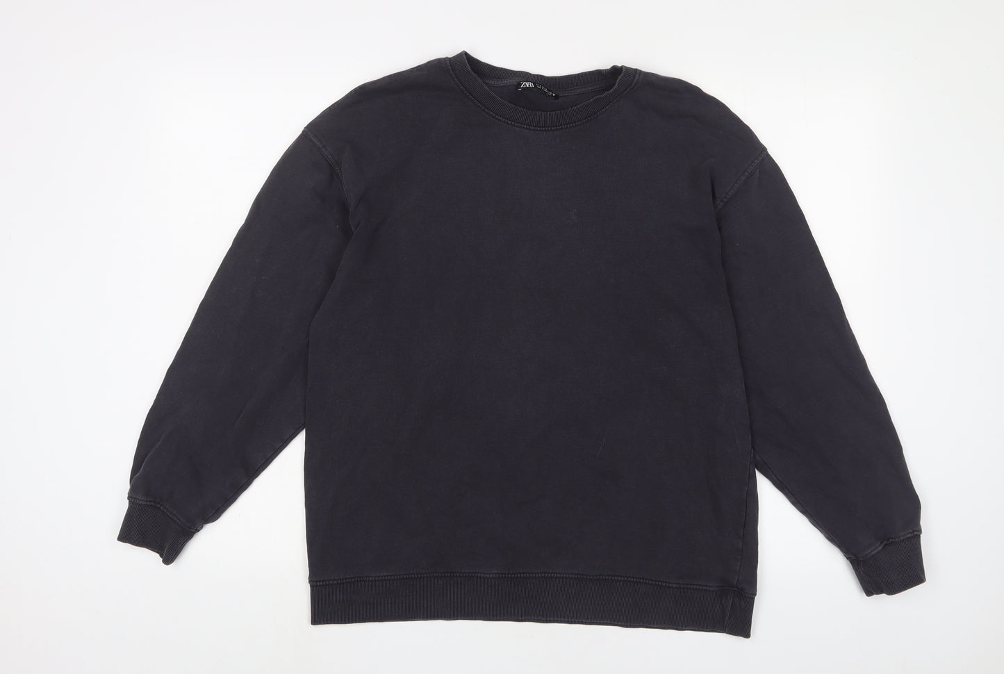 Zara Womens Blue Cotton Pullover Sweatshirt Size S Pullover