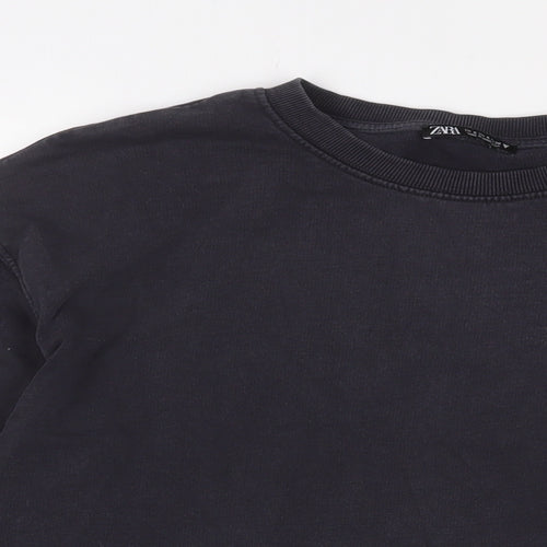 Zara Womens Blue Cotton Pullover Sweatshirt Size S Pullover