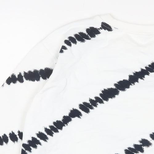 Marks and Spencer Womens White Geometric Cotton Pullover Sweatshirt Size S Pullover