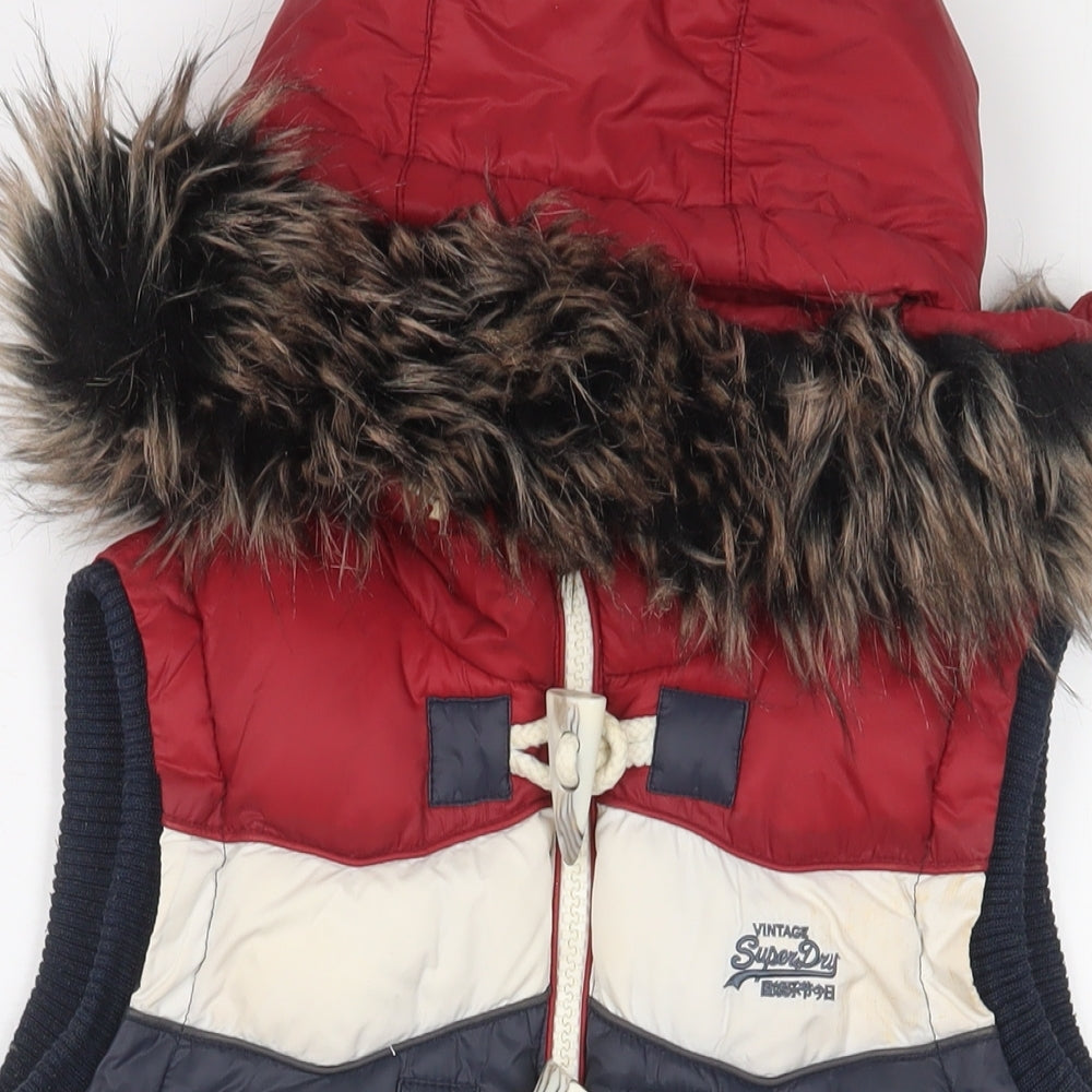 Superdry Womens Blue Striped Gilet Jacket Size XS Zip