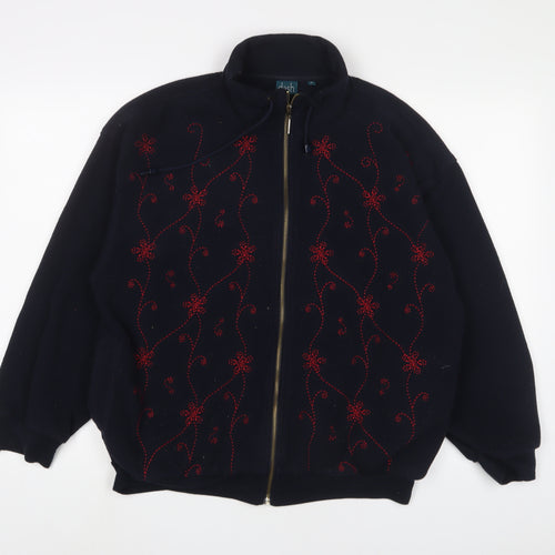 DASH Womens Blue Fair Isle Jacket Size 16 Zip - Embroidered