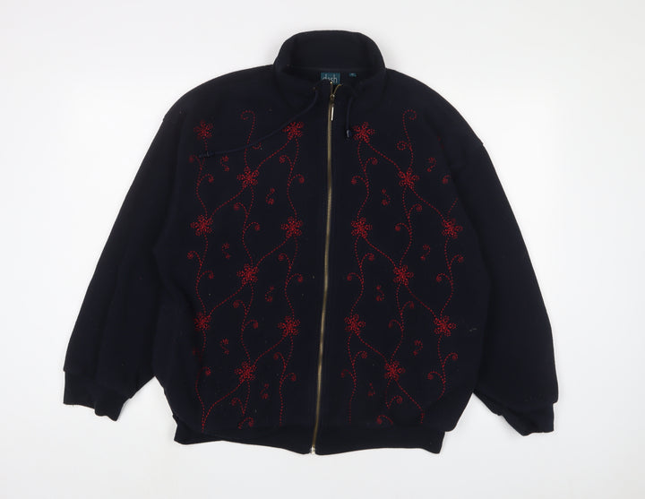 DASH Womens Blue Fair Isle Jacket Size 16 Zip - Embroidered