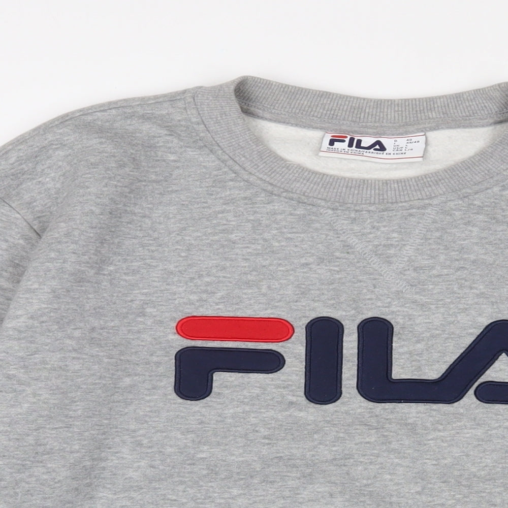 FILA Mens Grey Cotton Pullover Sweatshirt Size L - Logo, Embroidered