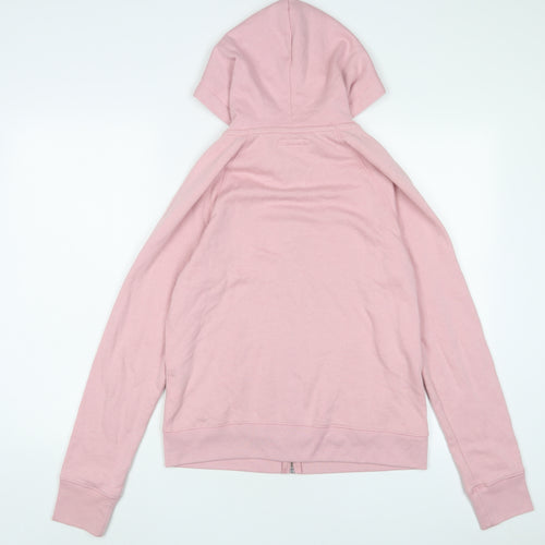 Aeropostale Womens Pink Cotton Full Zip Hoodie Size M Zip - Logo, Embroidered