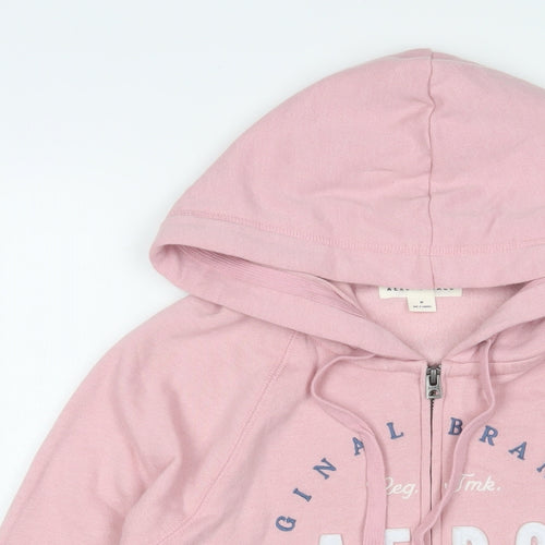 Aeropostale Womens Pink Cotton Full Zip Hoodie Size M Zip - Logo, Embroidered
