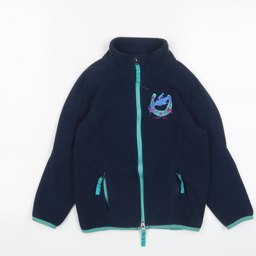 Harry Hall Girls Blue Jacket Size 7-8 Years Zip - Logo, Embroidered