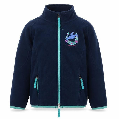 Harry Hall Girls Blue Jacket Size 7-8 Years Zip - Logo, Embroidered