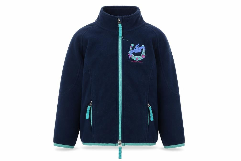 Harry Hall Girls Blue Jacket Size 7-8 Years Zip - Logo, Embroidered