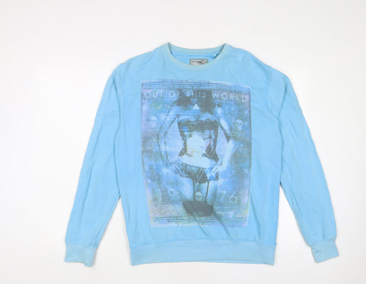 Blue Inc Mens Blue Cotton Pullover Sweatshirt Size M