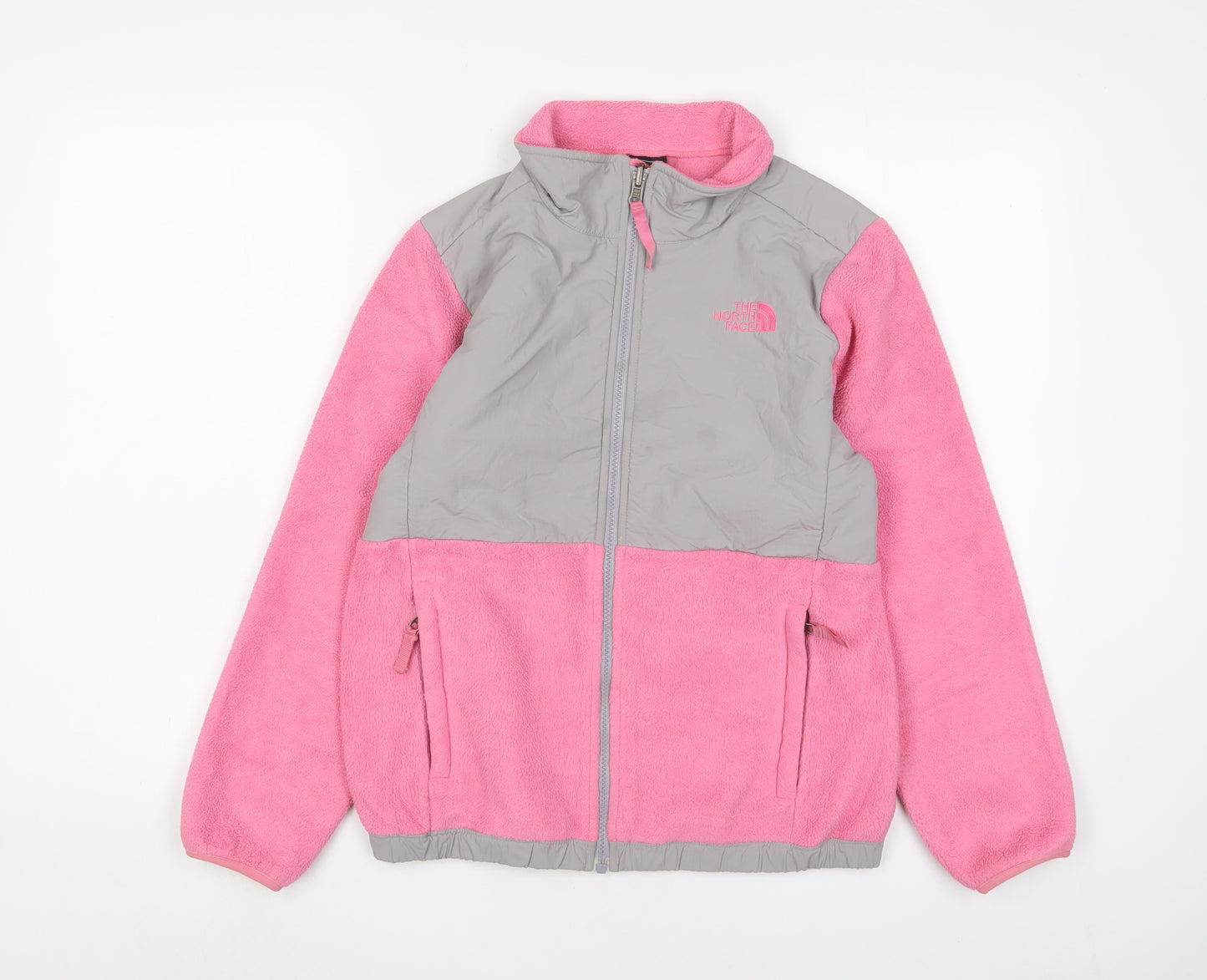 The North Face Girls Pink Jacket Size 12-13 Years Zip - Logo, Embroidered