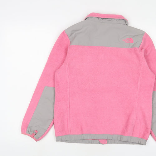 The North Face Girls Pink Jacket Size 12-13 Years Zip - Logo, Embroidered