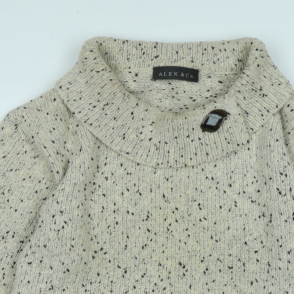 Alex & Co Womens Beige Collared Cotton Pullover Jumper Size 16