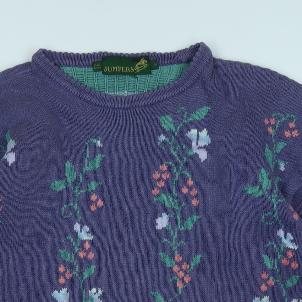 Jumper Womens Purple Crew Neck 100% Cotton Pullover Jumper Size M