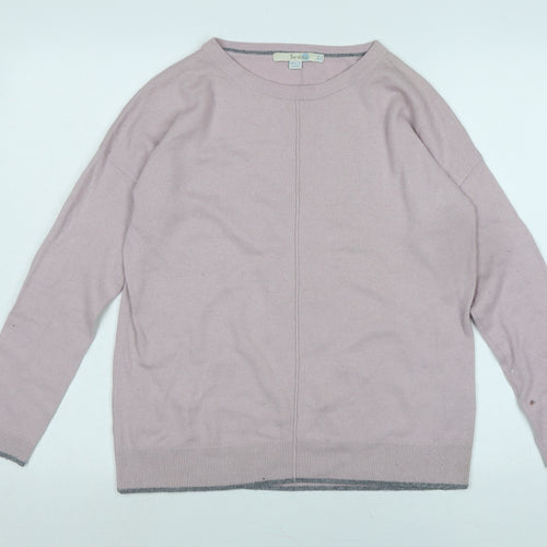 Boden Womens Pink Crew Neck Nylon Pullover Jumper Size 10