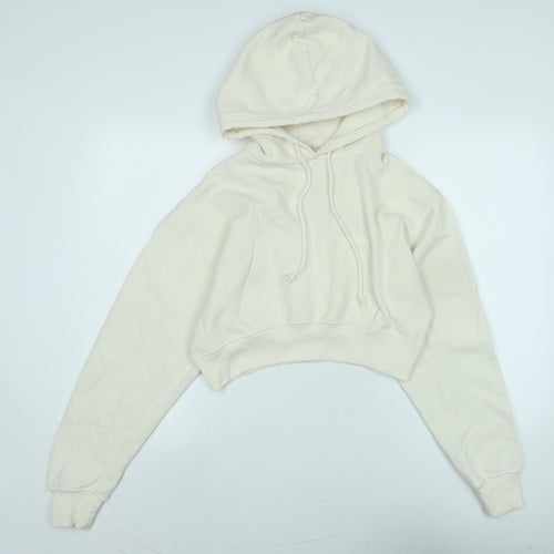 Pull&Bear Womens Ivory Polyester Pullover Hoodie Size M