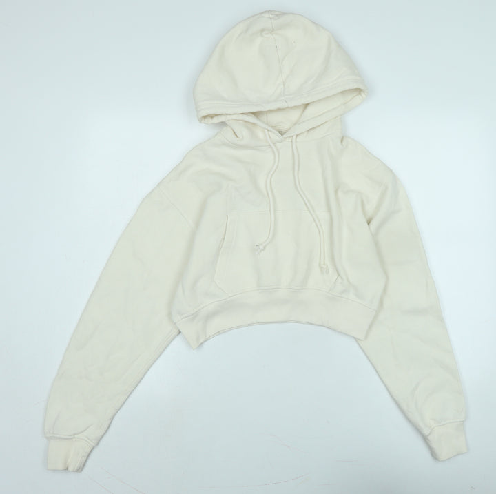 Pull&Bear Womens Ivory Polyester Pullover Hoodie Size M
