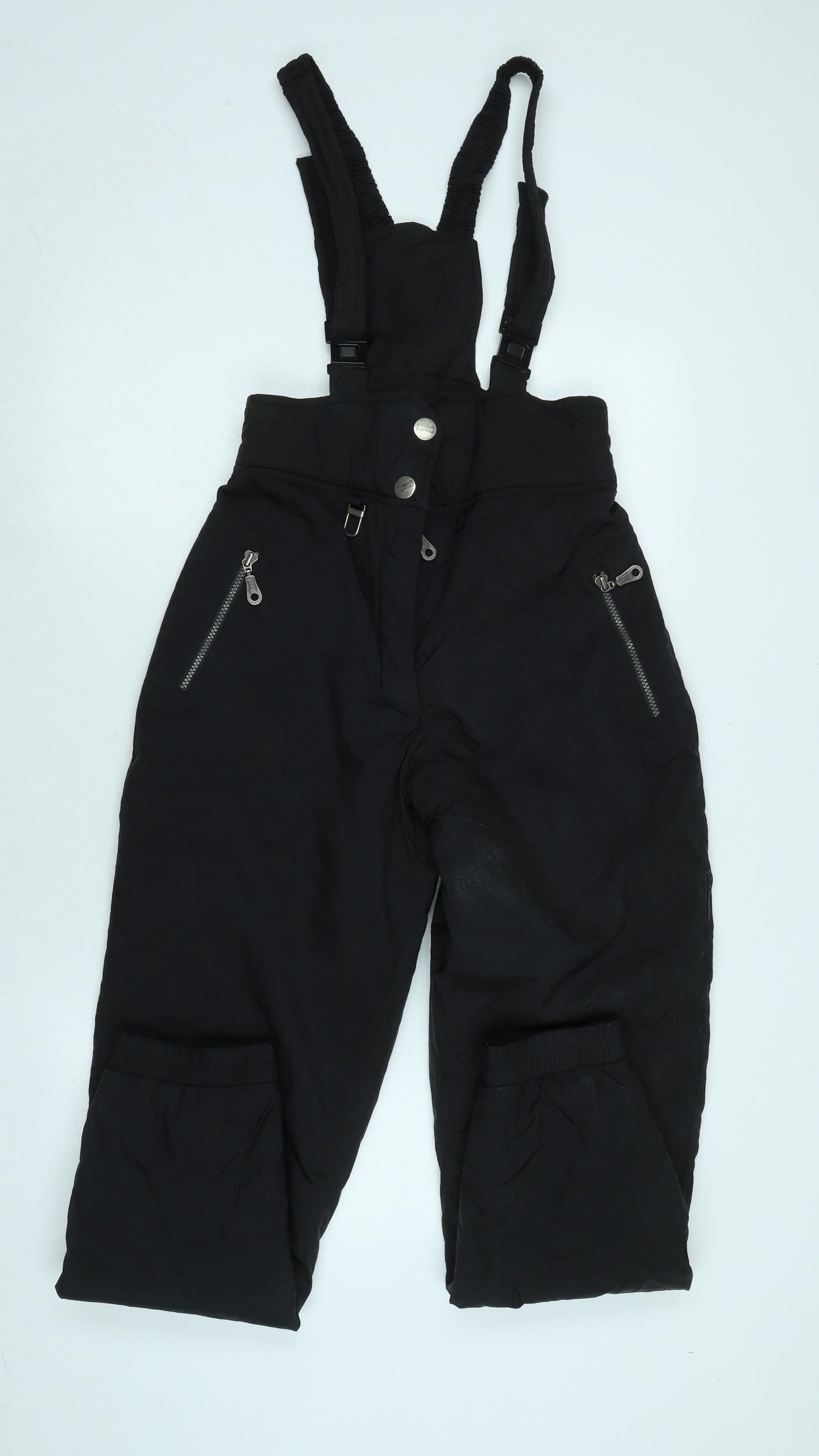 Rodeo Womens Black Polyester Dungarees Trousers Size 12 L30 in Regular Zip