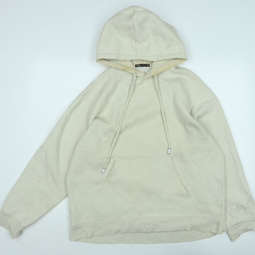 Zara Womens Beige Polyester Pullover Hoodie Size S