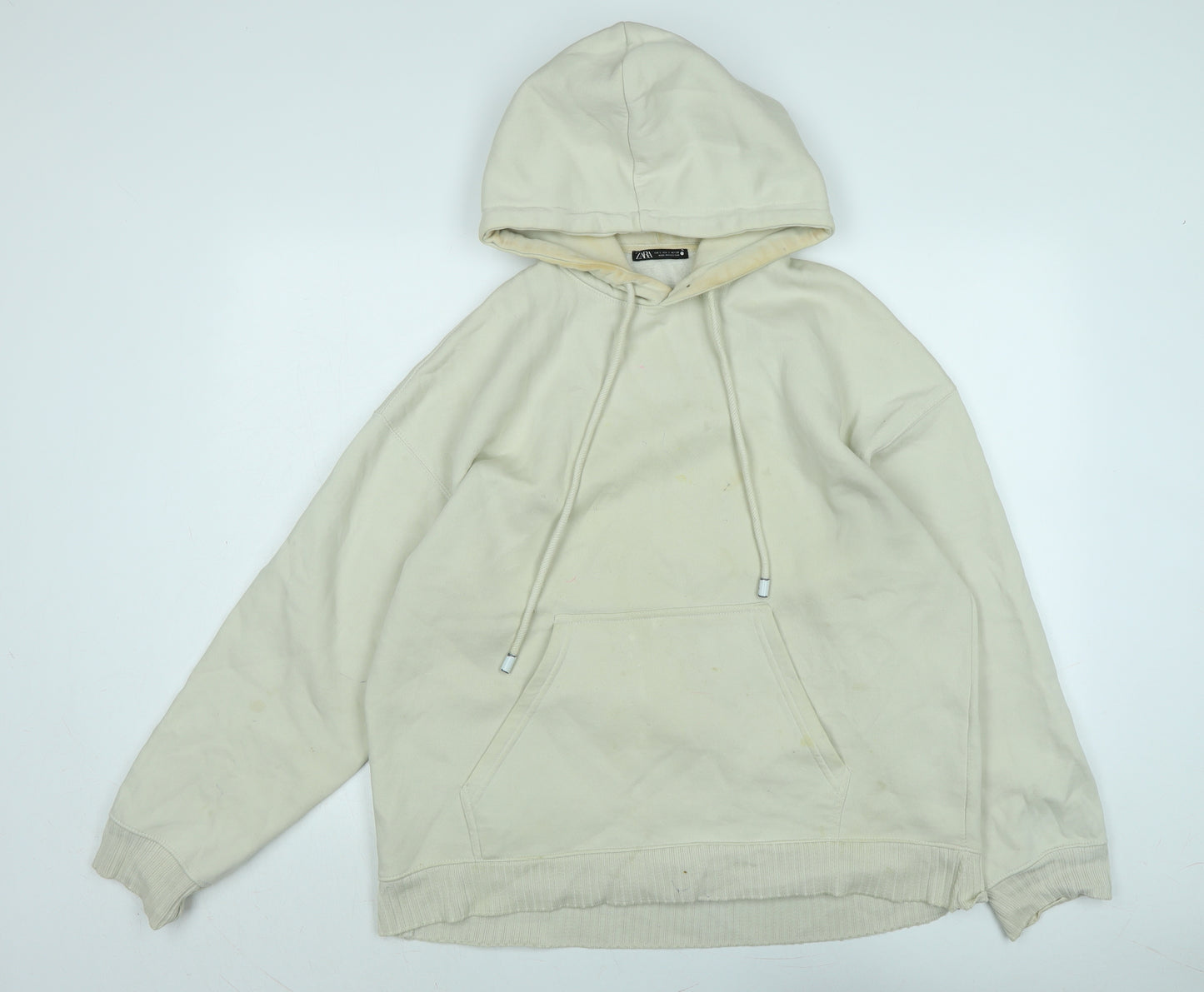 Zara Womens Beige Polyester Pullover Hoodie Size S