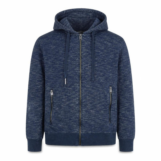 Front view of S&J men’s blue jacket, size L, zip
