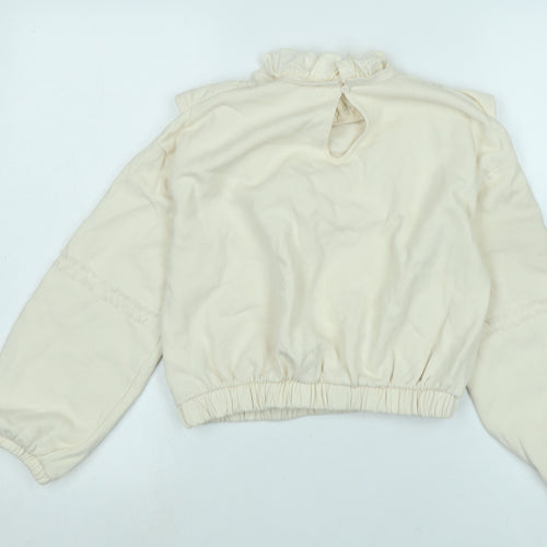 River Island Girls Beige Polyester Pullover Sweatshirt Size 9-10 Years Button