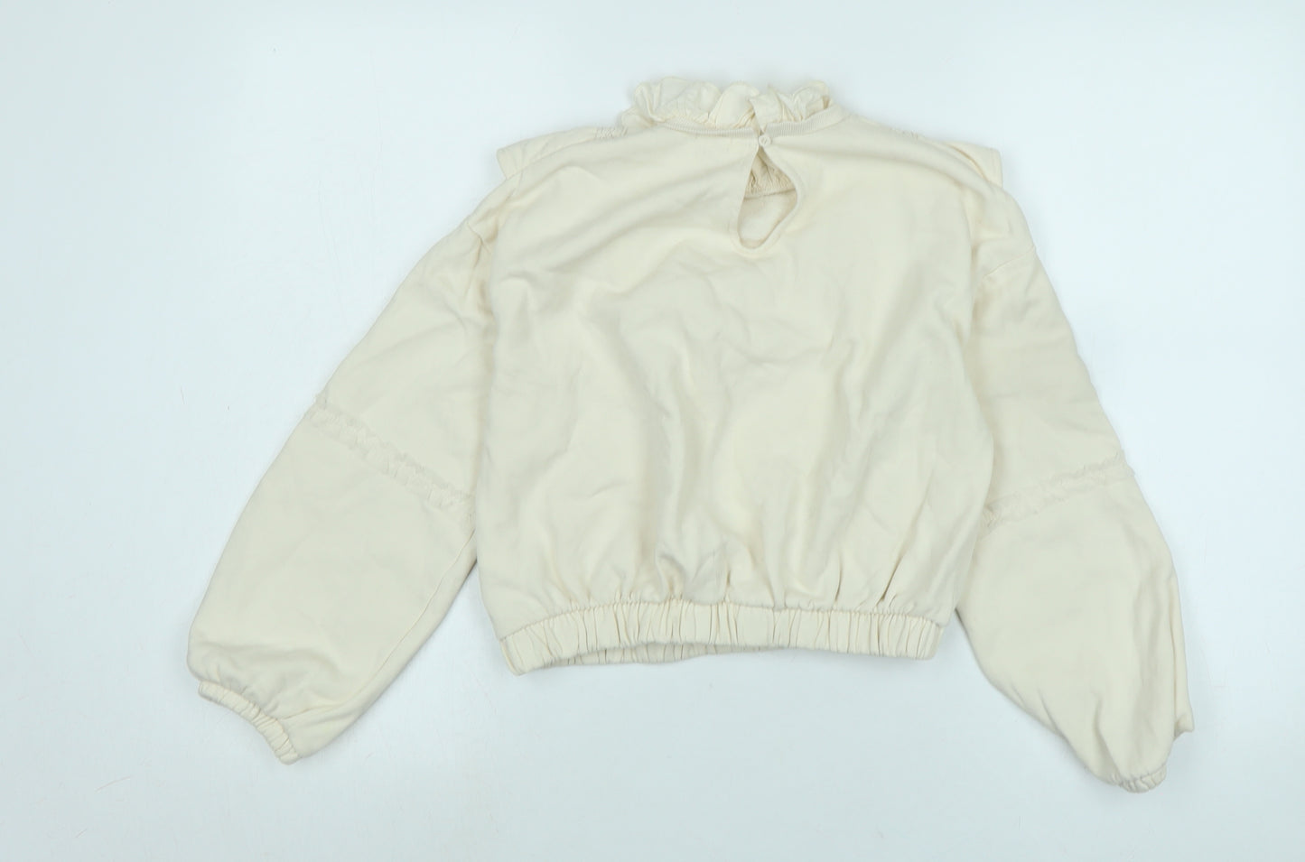 River Island Girls Beige Polyester Pullover Sweatshirt Size 9-10 Years Button