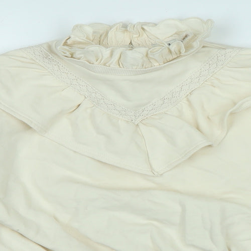 River Island Girls Beige Polyester Pullover Sweatshirt Size 9-10 Years Button