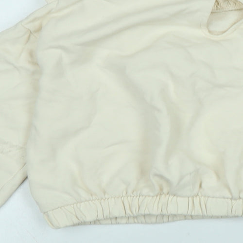 River Island Girls Beige Polyester Pullover Sweatshirt Size 9-10 Years Button