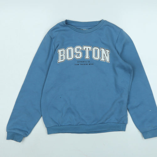 Boston Boys Blue Polyester Pullover Sweatshirt Size 9-10 Years