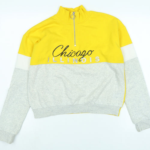 H&M Girls Yellow Polyester Pullover Sweatshirt Size 14 Years Zip