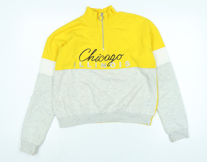 H&M Girls Yellow Polyester Pullover Sweatshirt Size 14 Years Zip