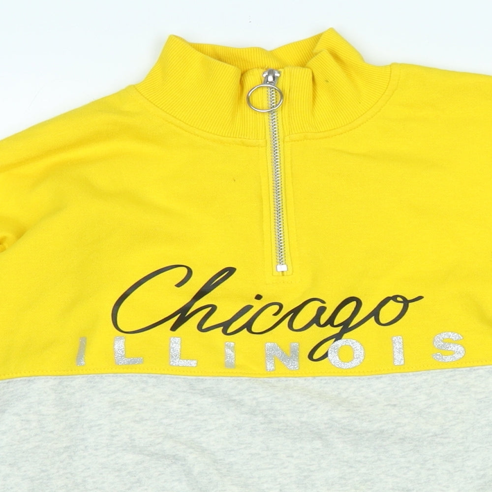 H&M Girls Yellow Polyester Pullover Sweatshirt Size 14 Years Zip