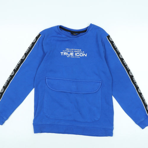True icons Boys Blue Polyester Pullover Sweatshirt Size 10-11 Years