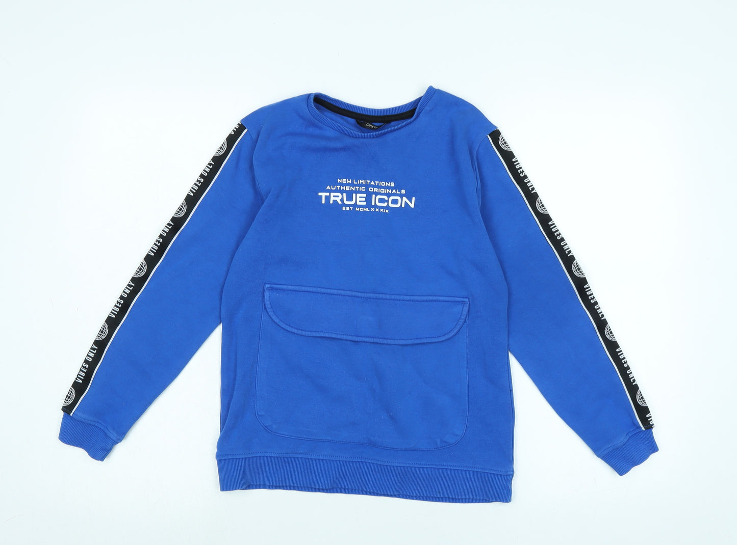 True icons Boys Blue Polyester Pullover Sweatshirt Size 10-11 Years