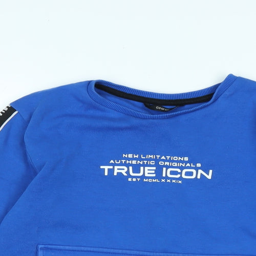 True icons Boys Blue Polyester Pullover Sweatshirt Size 10-11 Years