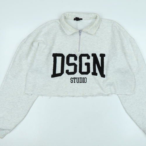 Boohoo Womens Grey Polyester Pullover Sweatshirt Size S - DSGN Studio.
