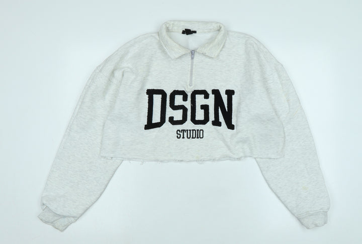 Boohoo Womens Grey Polyester Pullover Sweatshirt Size S - DSGN Studio.