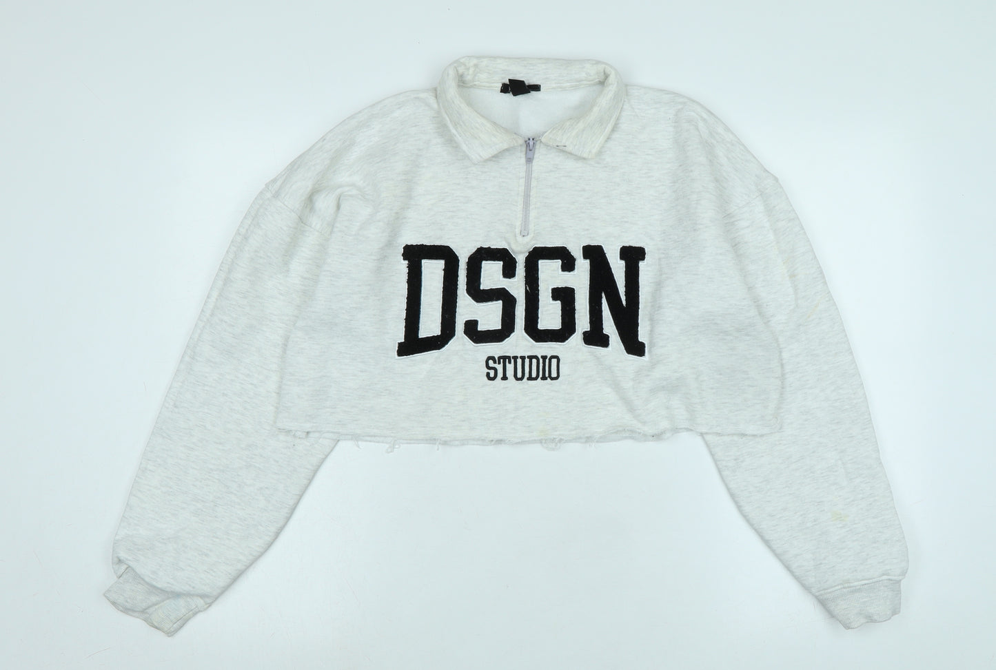 Boohoo Womens Grey Polyester Pullover Sweatshirt Size S - DSGN Studio.