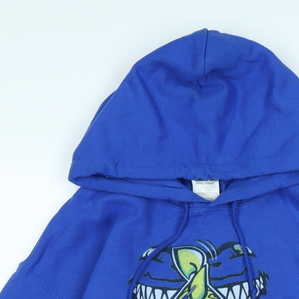 Gildan Mens Blue Polyester Pullover Hoodie Size M - VR-46