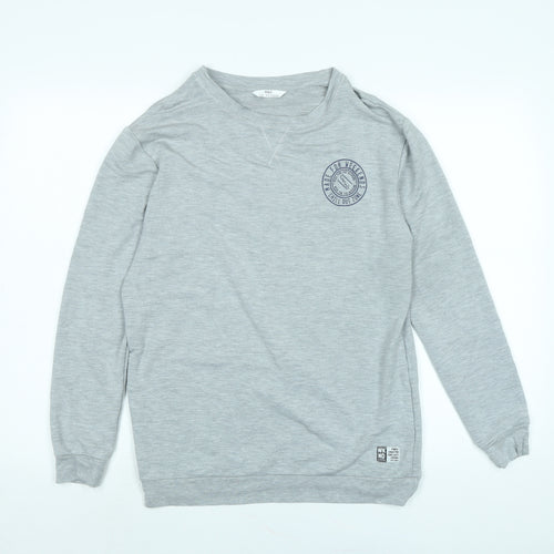 Marks and Spencer Boys Grey Cotton Pullover T-Shirt Size 13-14 Years Crew Neck - Made for weekends