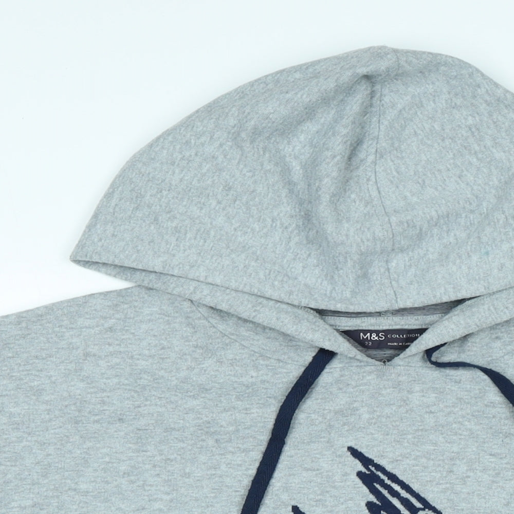 Marks and Spencer Womens Grey Polyester Pullover Hoodie Size 22 - Bird Print