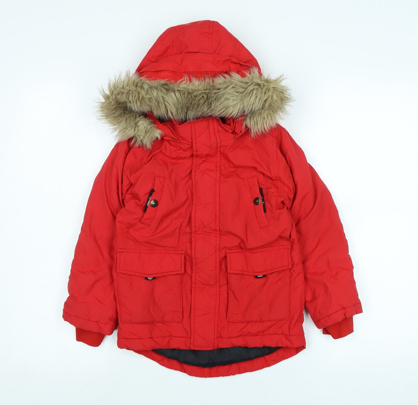 Marks and Spencer Boys Red Parka Coat Size 4-5 Years Zip