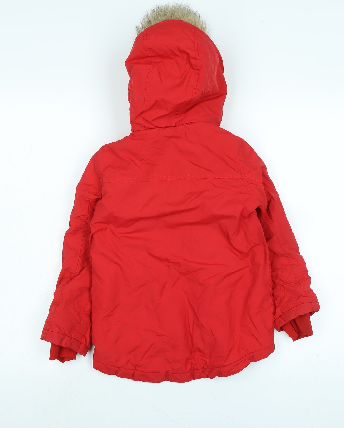 Marks and Spencer Boys Red Parka Coat Size 4-5 Years Zip