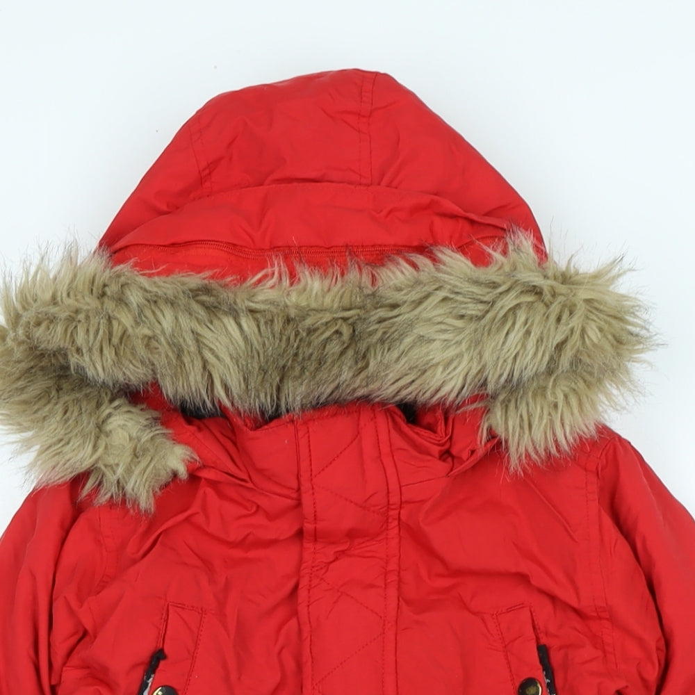 Marks and Spencer Boys Red Parka Coat Size 4-5 Years Zip