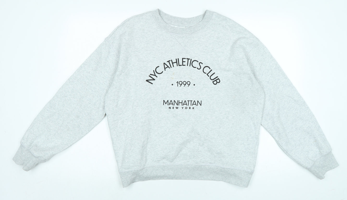 H&M Womens Grey Cotton Pullover Sweatshirt Size S - NYC Athletics Club-1999-manhattan New York.