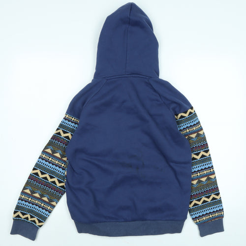 manslife Boys Blue Polyester Pullover Hoodie Size M